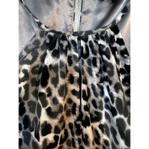 Express Leopard Print Halter Dress Women's Medium Belted Black & White Lined - Picture 7 of 10